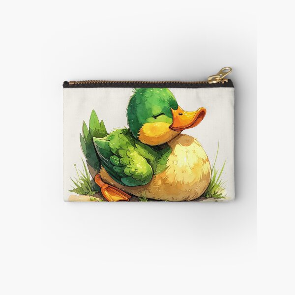 Item preview, A green duckling in watercolor style sunbathing designed and sold by LiskoDesign.