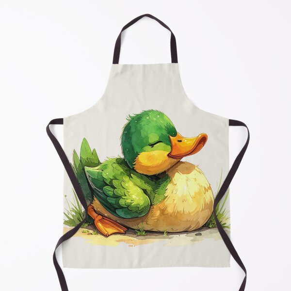 Item preview, A green duckling in watercolor style sunbathing designed and sold by LiskoDesign.