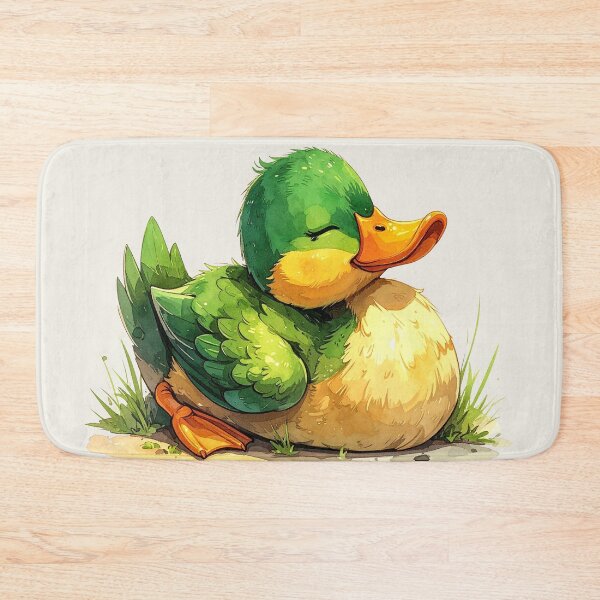 Item preview, A green duckling in watercolor style sunbathing designed and sold by LiskoDesign.