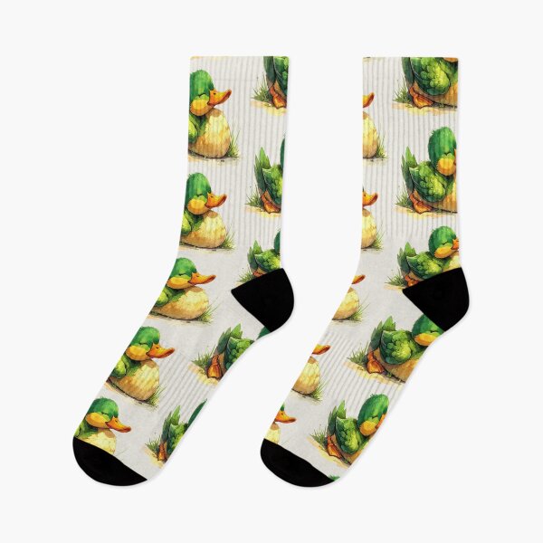 Item preview, A green duckling in watercolor style sunbathing designed and sold by LiskoDesign.
