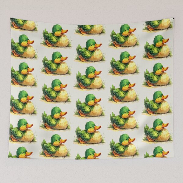 Item preview, A green duckling in watercolor style sunbathing designed and sold by LiskoDesign.