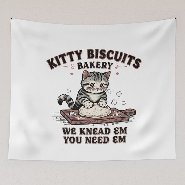 Item preview, Funny Kitty Biscuits Bakery Shirt, We Knead Em You Knead Em Shirt, Cat Owner Tee, Cute Cat Baking Shirt, Humorous Bakery Cat designed and sold by THREE LITTLE BEANS.
