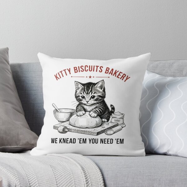Item preview, Funny Kitty Biscuits Bakery Shirt, We Knead Em You Knead Em Shirt, Cat Owner Tee, Cute Cat Baking Shirt, Humorous Bakery Cat designed and sold by THREE LITTLE BEANS.