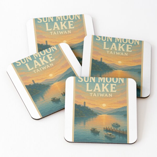 Item preview,  Golden Sunset at Sun Moon Lake with Boats, Nantou County, Taiwan designed and sold by Aryabek.
