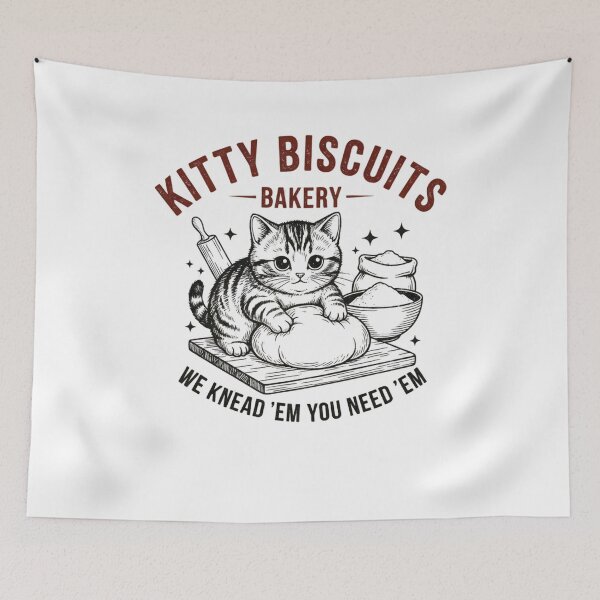 Item preview, Funny Kitty Biscuits Bakery Shirt, We Knead Em You Knead Em Shirt, Cat Owner Tee, Cute Cat Baking Shirt, Humorous Bakery Cat designed and sold by THREE LITTLE BEANS.