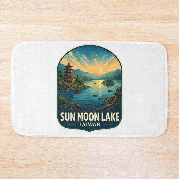 Item preview,  Sunrise Over Sun Moon Lake with Pagodas and Boats, Taiwan designed and sold by Aryabek.