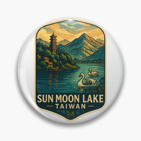 Item preview,  Swan Boats on Sun Moon Lake with Mountain and Pagoda, Taiwan designed and sold by Aryabek.