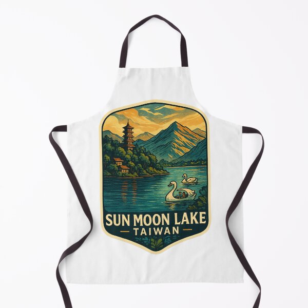 Item preview, Swan Boats on Sun Moon Lake with Mountain and Pagoda, Taiwan designed and sold by Aryabek.