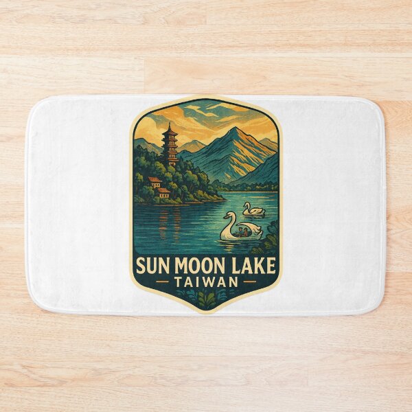 Item preview,  Swan Boats on Sun Moon Lake with Mountain and Pagoda, Taiwan designed and sold by Aryabek.