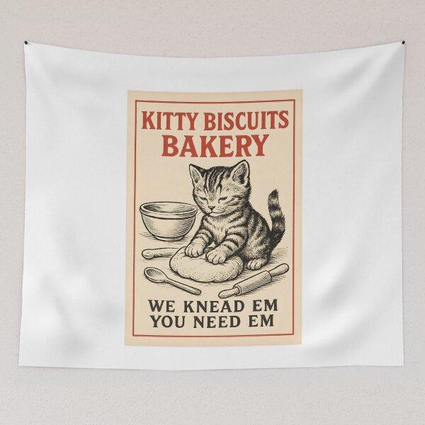 Item preview, Funny Kitty Biscuits Bakery Shirt, We Knead Em You Knead Em Shirt, Cat Owner Tee, Cute Cat Baking Shirt, Humorous Bakery Cat designed and sold by THREE LITTLE BEANS.