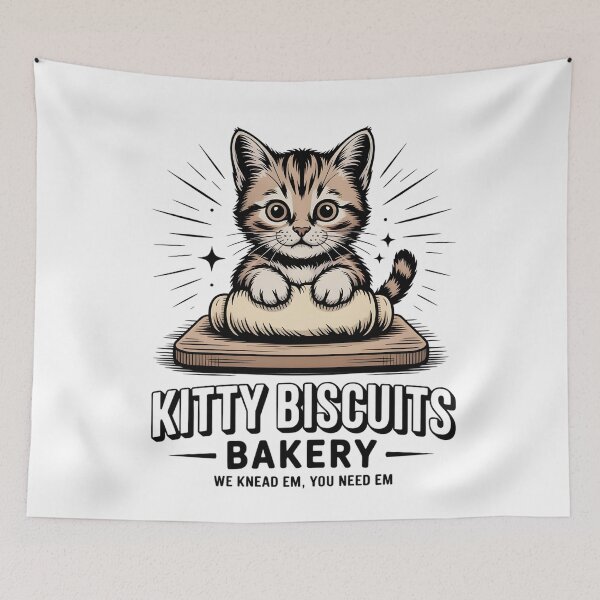 Item preview, Funny Kitty Biscuits Bakery Shirt, We Knead Em You Knead Em Shirt, Cat Owner Tee, Cute Cat Baking Shirt, Humorous Bakery Cat designed and sold by THREE LITTLE BEANS.