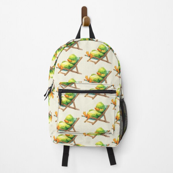 Item preview, A green duckling in watercolor style sunbathing in a deck chair designed and sold by LiskoDesign.