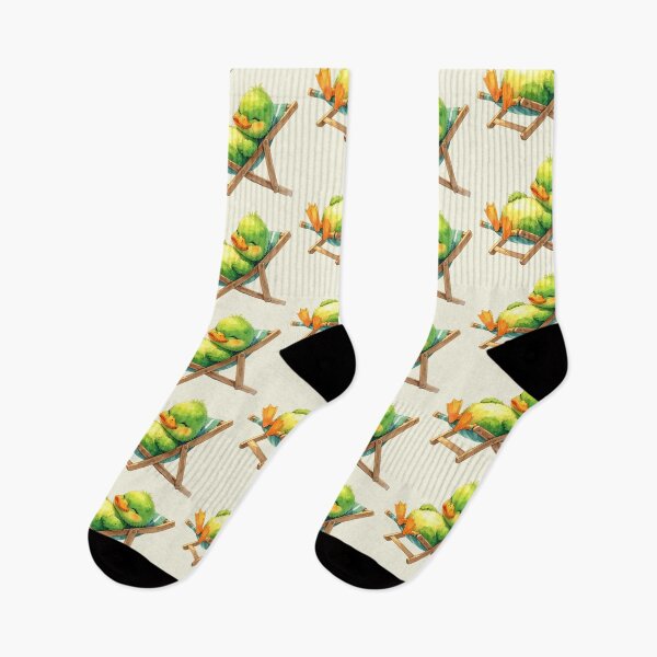 Item preview, A green duckling in watercolor style sunbathing in a deck chair designed and sold by LiskoDesign.