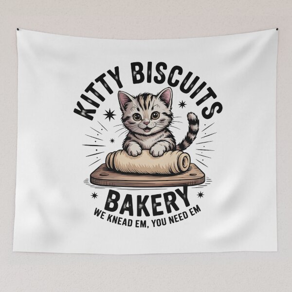 Item preview, Funny Kitty Biscuits Bakery Shirt, We Knead Em You Knead Em Shirt, Cat Owner Tee, Cute Cat Baking Shirt, Humorous Bakery Cat designed and sold by THREE LITTLE BEANS.