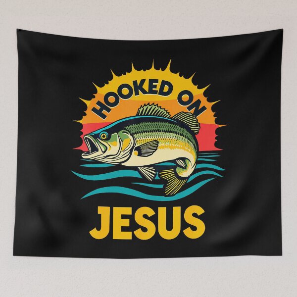 Item preview, Hooked On Jesus Bible Verse Christian Fisherman Bass Fishing designed and sold by CeciliaMay1.