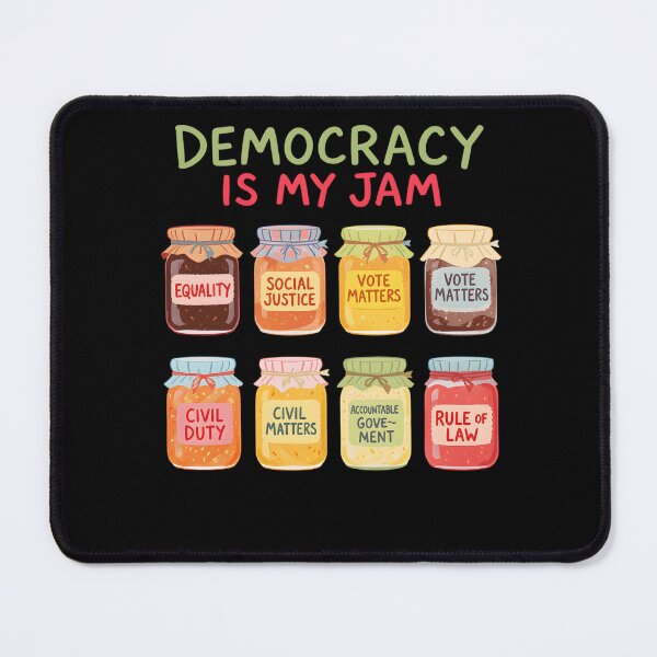 Item preview, Democracy Is My Jam Shirt, Pro Democracy Graphic Tee with Equality Voting Rights and Civil Justice Jars, Political Statement designed and sold by THREE LITTLE BEANS.