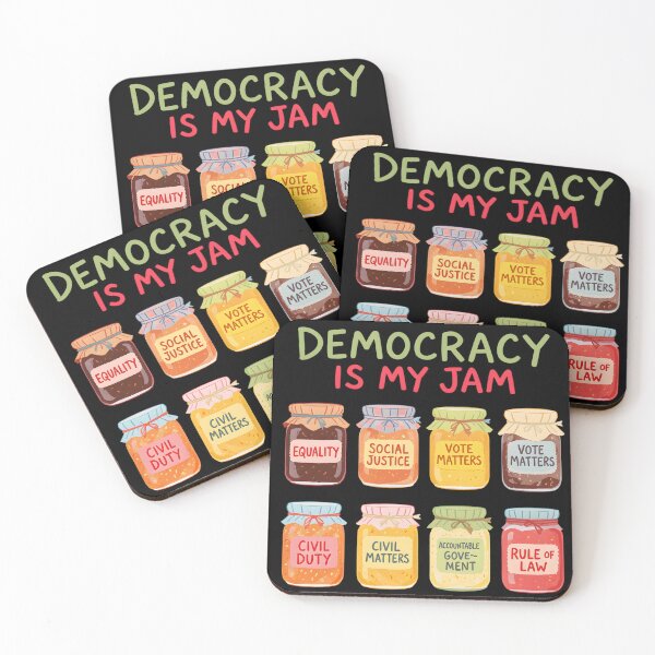 Item preview, Democracy Is My Jam Shirt, Pro Democracy Graphic Tee with Equality Voting Rights and Civil Justice Jars, Political Statement designed and sold by THREE LITTLE BEANS.