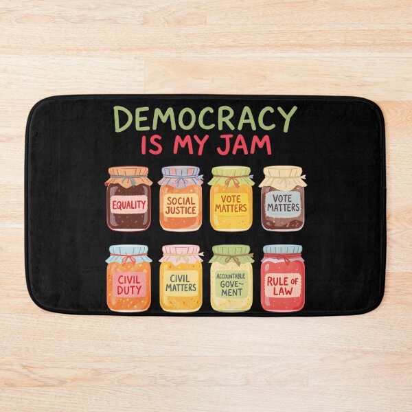Item preview, Democracy Is My Jam Shirt, Pro Democracy Graphic Tee with Equality Voting Rights and Civil Justice Jars, Political Statement designed and sold by THREE LITTLE BEANS.