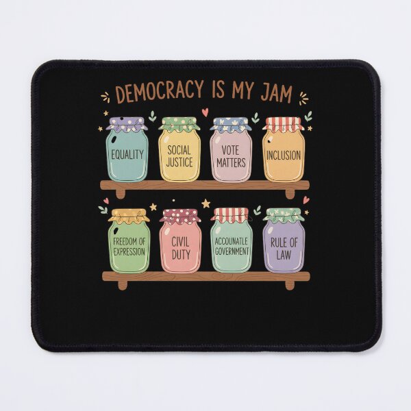 Item preview, Democracy Is My Jam Shirt, Pro Democracy Graphic Tee with Equality Voting Rights and Civil Justice Jars, Political Statement designed and sold by THREE LITTLE BEANS.