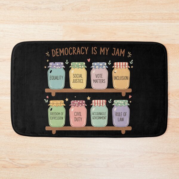 Item preview, Democracy Is My Jam Shirt, Pro Democracy Graphic Tee with Equality Voting Rights and Civil Justice Jars, Political Statement designed and sold by THREE LITTLE BEANS.