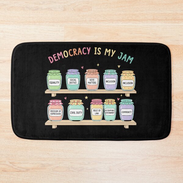 Item preview, Democracy Is My Jam Shirt, Pro Democracy Graphic Tee with Equality Voting Rights and Civil Justice Jars, Political Statement designed and sold by THREE LITTLE BEANS.