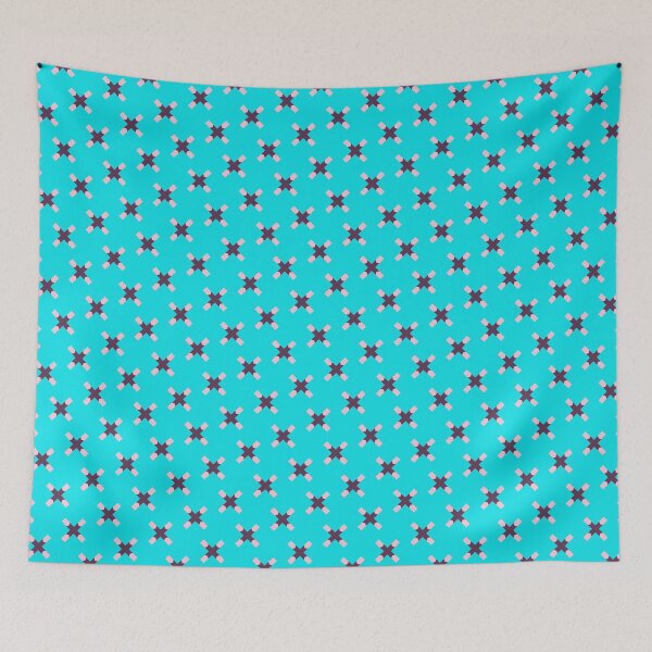Item preview, Cute Pink Crosshatch Star Herringbone Geometric Abstract Pattern Blue designed and sold by RoyalStarsPatts.