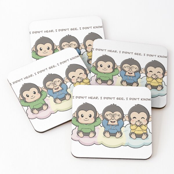 Item preview, Three Wise Monkeys: Hear No Evil, See No Evil, Speak No Evil - Cute Cartoon designed and sold by holywarter.