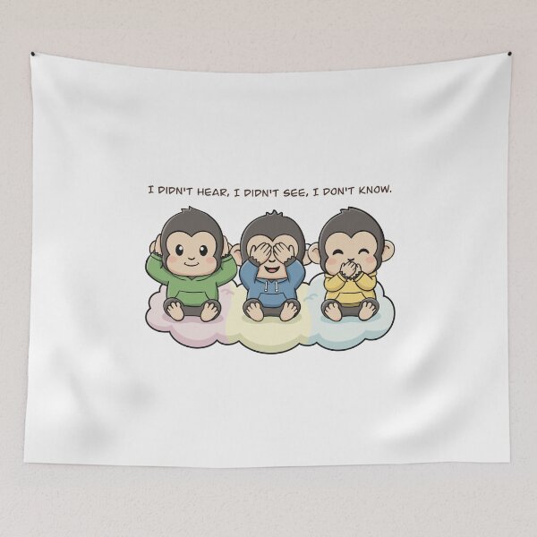 Item preview, Three Wise Monkeys: Hear No Evil, See No Evil, Speak No Evil - Cute Cartoon designed and sold by holywarter.