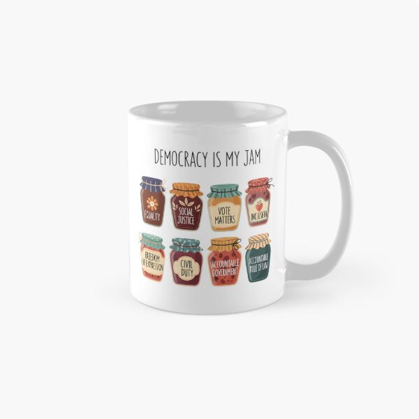 Item preview, Democracy Is My Jam Shirt, Pro Democracy Graphic Tee with Equality Voting Rights and Civil Justice Jars, Political Statement designed and sold by THREE LITTLE BEANS.