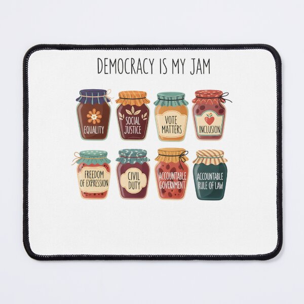 Item preview, Democracy Is My Jam Shirt, Pro Democracy Graphic Tee with Equality Voting Rights and Civil Justice Jars, Political Statement designed and sold by THREE LITTLE BEANS.