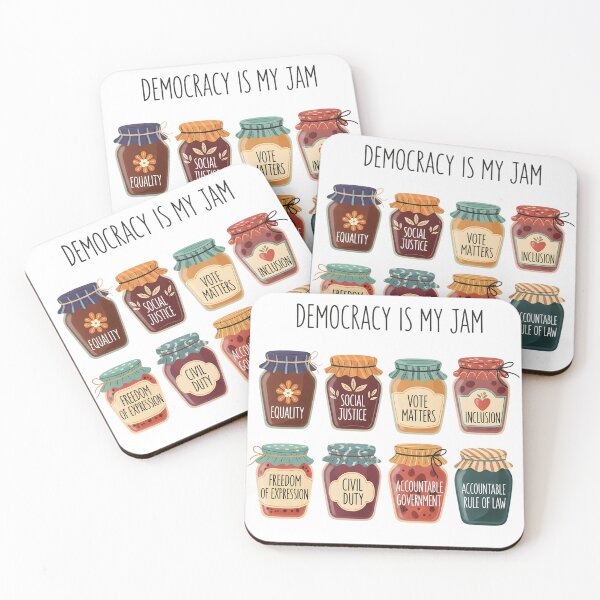 Item preview, Democracy Is My Jam Shirt, Pro Democracy Graphic Tee with Equality Voting Rights and Civil Justice Jars, Political Statement designed and sold by THREE LITTLE BEANS.