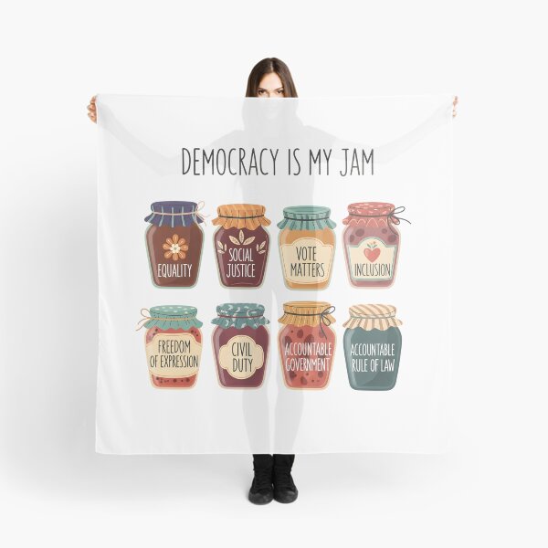 Item preview, Democracy Is My Jam Shirt, Pro Democracy Graphic Tee with Equality Voting Rights and Civil Justice Jars, Political Statement designed and sold by THREE LITTLE BEANS.