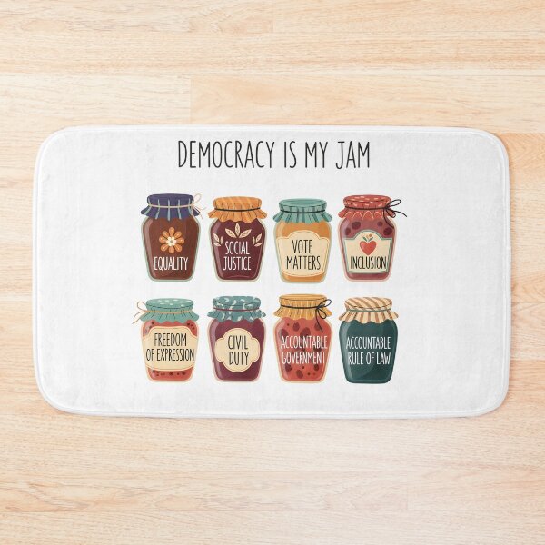 Item preview, Democracy Is My Jam Shirt, Pro Democracy Graphic Tee with Equality Voting Rights and Civil Justice Jars, Political Statement designed and sold by THREE LITTLE BEANS.