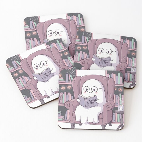 Item preview, Cozy Ghost Reading a Book - Spooky Cute designed and sold by WojcikDesigners.