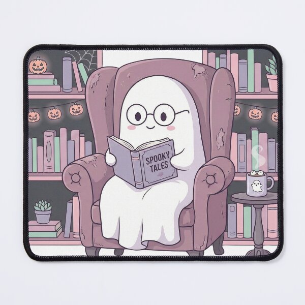 Item preview, Cozy Ghost Reading a Book - Spooky Cute designed and sold by WojcikDesigners.