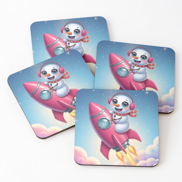 Item preview, Cute Snowman On Pink Rocket designed and sold by Itsheartshop.