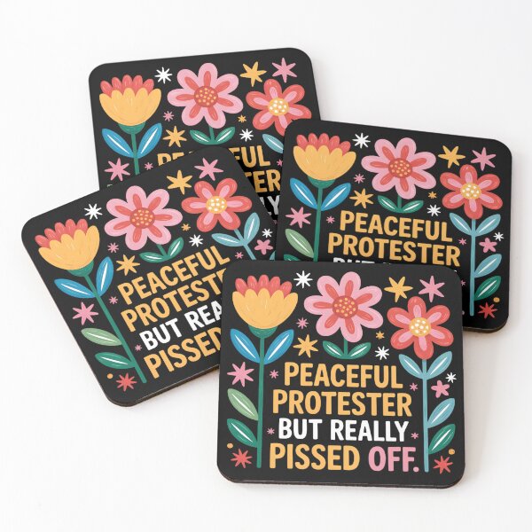 Item preview, Feminist Protest March Shirt, Peaceful But Pissed Off Floral Tee For Her, Activist Gift, Anti-Trump Shirt, Empowerment  designed and sold by THREE LITTLE BEANS.
