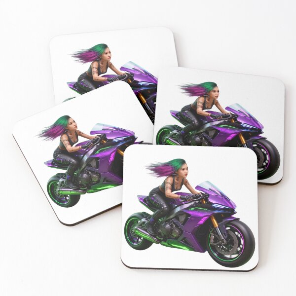 Item preview, Asian girl on cyberpunk sports bike designed and sold by aykiradesigns.
