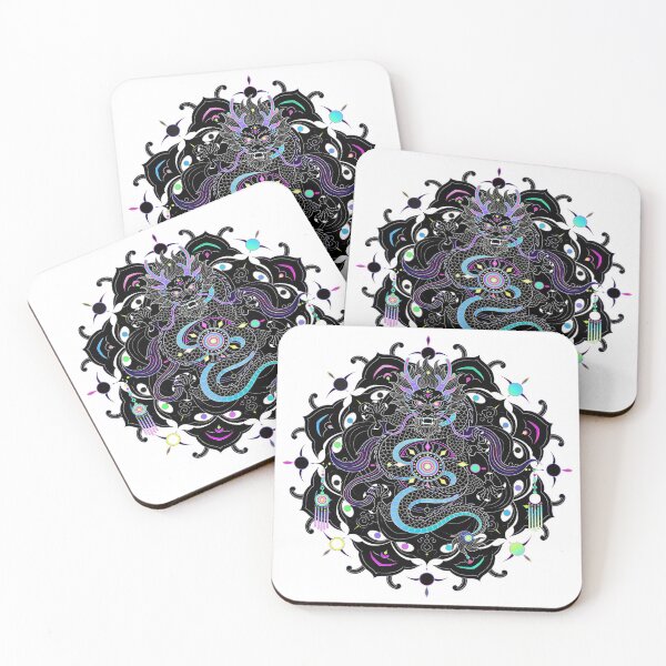 Item preview, Psychedelic Neon Dragon Mandala with Geometric Patterns designed and sold by zzz888.