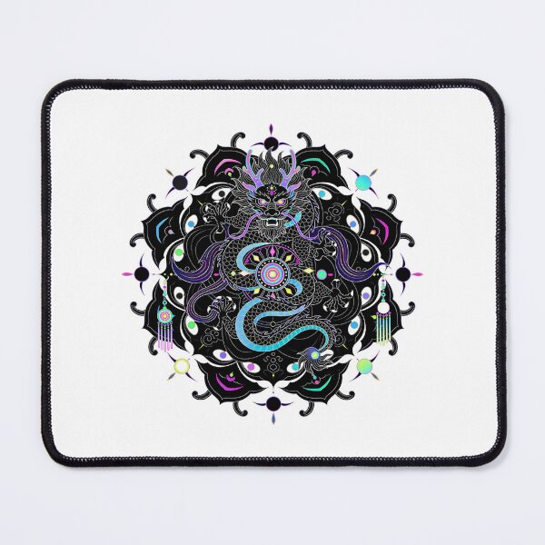 Item preview, Psychedelic Neon Dragon Mandala with Geometric Patterns designed and sold by zzz888.
