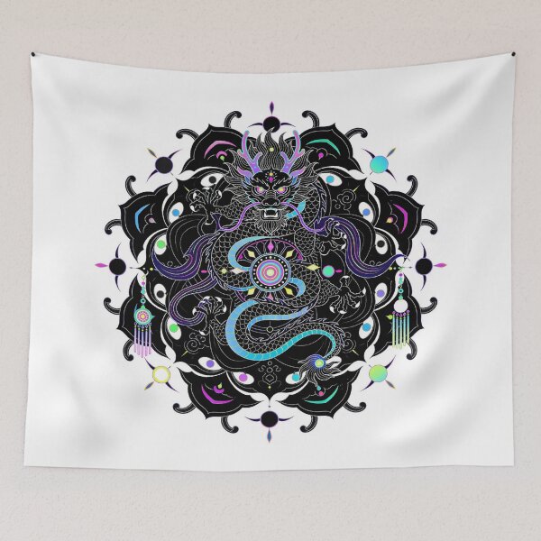Item preview, Psychedelic Neon Dragon Mandala with Geometric Patterns designed and sold by zzz888.