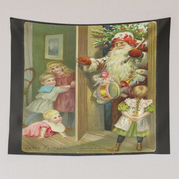 Item preview, Santa at the Door with Toys by Jenny Nyström (c. 1890)// Public Domain designed and sold by Vernissage-dart.