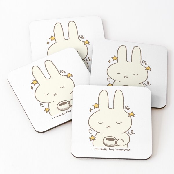 Item preview, Miffy with a Coffee Cup “I am busy and important” Fan-art Sticker designed and sold by Planet Karu.