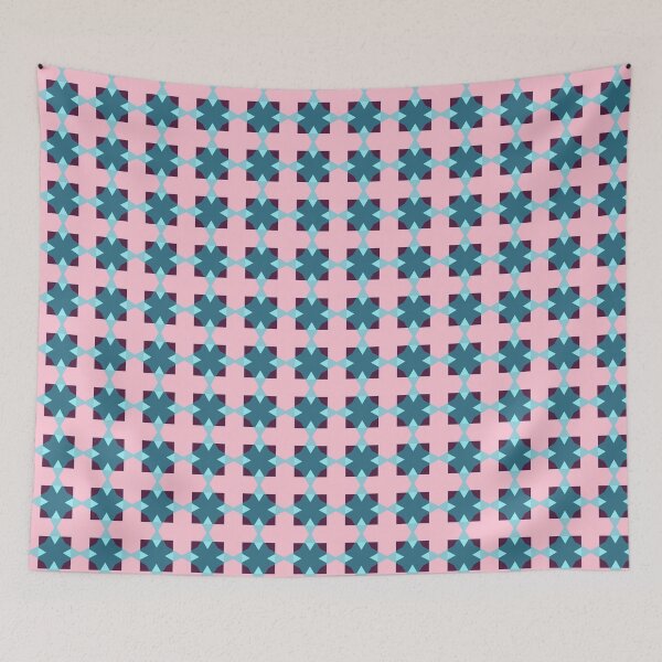 Item preview, Cute  Pink Argyle Cross Herringbone Geometric Abstract Pattern Blue  designed and sold by RoyalStarsPatts.
