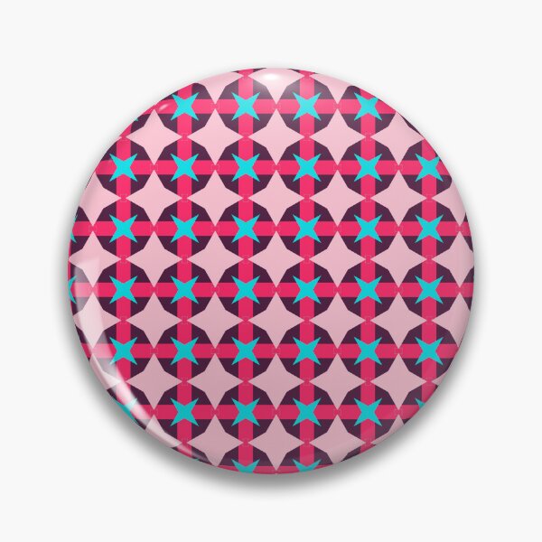 Item preview, Cute Pink Checked Cross Star Interlocking Geometric Abstract Pattern Blue  designed and sold by RoyalStarsPatts.