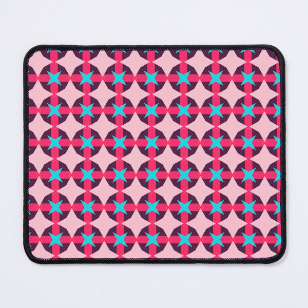 Item preview, Cute Pink Checked Cross Star Interlocking Geometric Abstract Pattern Blue designed and sold by RoyalStarsPatts.