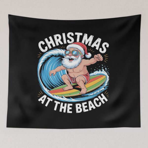 Item preview, Santa Surfing Christmas In July Summer Christmas designed and sold by RayhendersonArt.