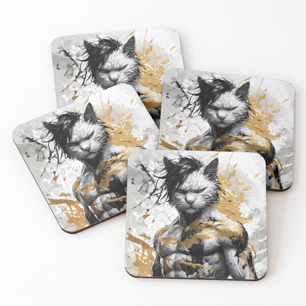 Item preview, Muscular catman with gold accents designed and sold by Mianku | Für das Leben.