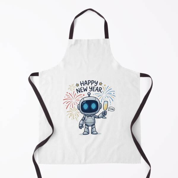 Item preview, Feliz año nuevo, lindo robot de inteligencia artificial con fuegos artificiales. designed and sold by nicnacc.