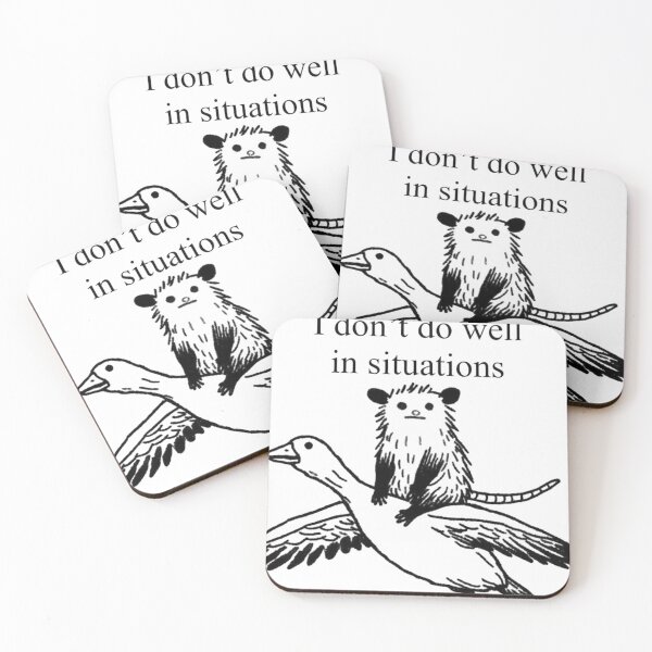Item preview, I Don't Do Well In Situations Opossum Riding a Goose | Funny Animal Meme designed and sold by JossDesign15.